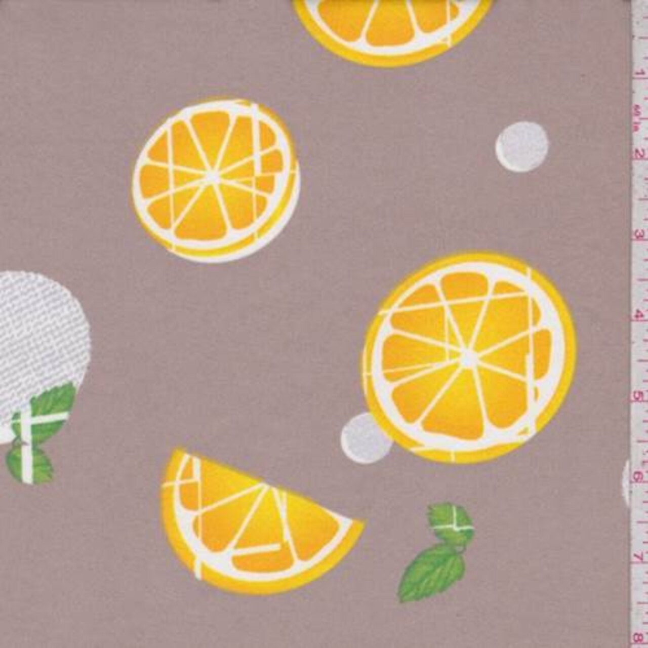 Light Taupe Citrus Slice Double Brushed Jersey Knit Fabric By the Yard